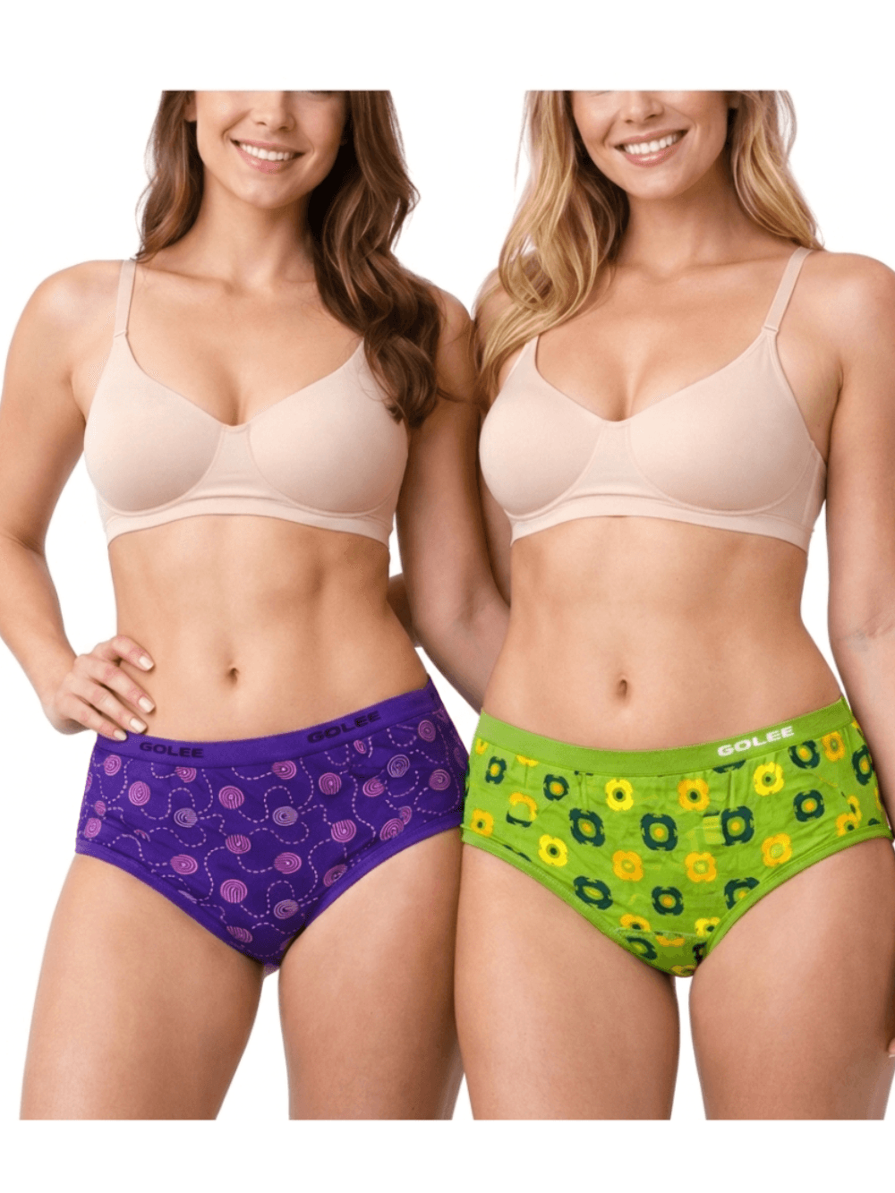 Women’s Printed Panty Pack of 2-Purple & Green