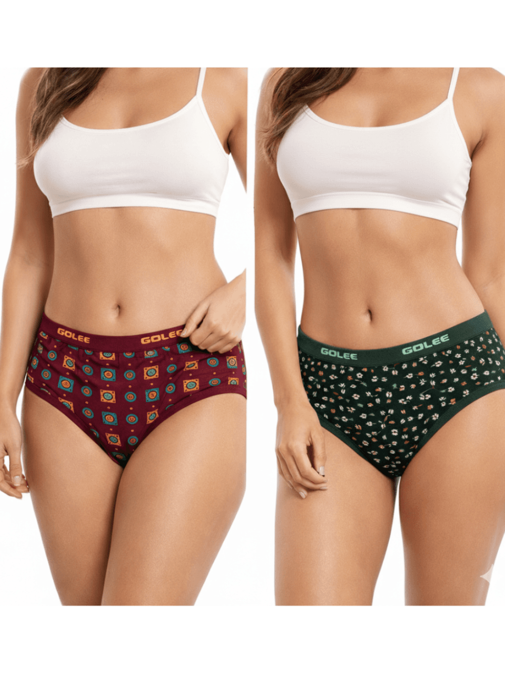 Women’s Printed Panty Pack of 2-Maroon & Dark Green