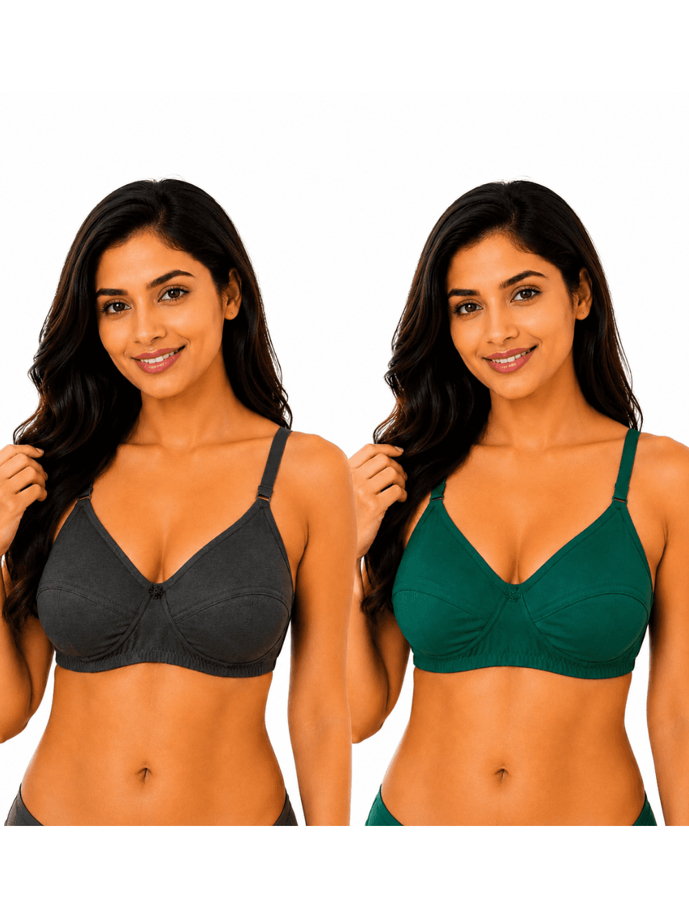 Women’s Everyday Premium Bra – Non-Padded -Gray & Green