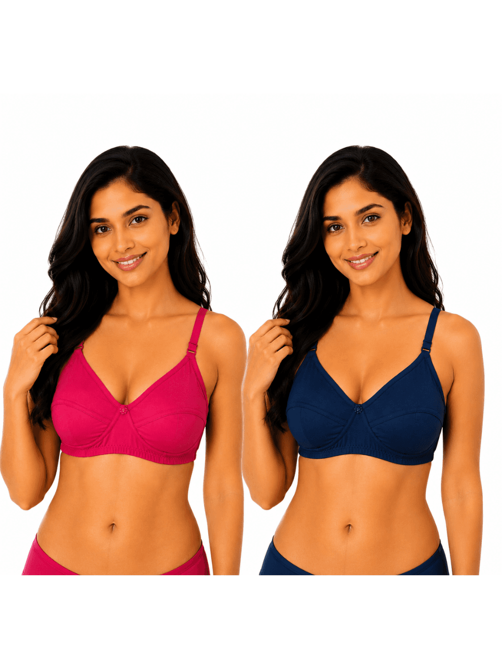 Women’s Everyday Premium Bra – Non-Padded - Pink & Navy Blue
